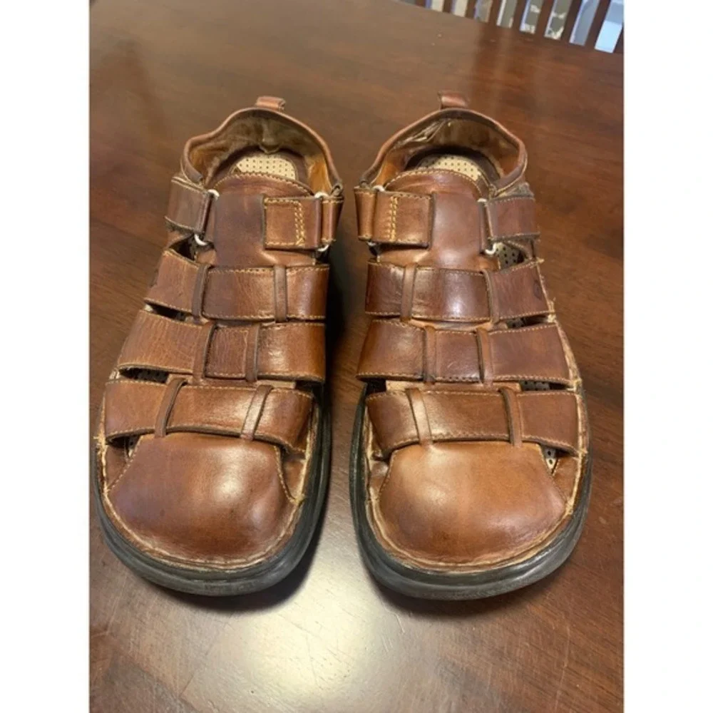 Born  Brown Leather Fisherman Sandals‎ Handcrafted Closed Toe 10/44